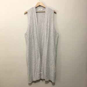 Reitman's Long Grey Horizontal Ribbed Sleeveless Open Cardigan 2X